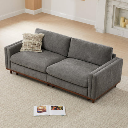 CHITA Super Large Luxury L Shape Convertible Sectional Modular Sofa, Down Filled Modern Sofa with Ottoman, Deep Seat Cloud Couch, 118 inch Width, 4 Seat Couch with Solid Wood Leg, Linen