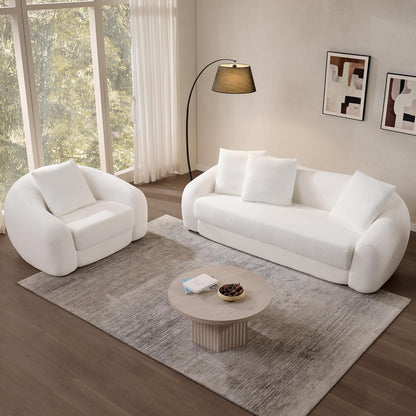 SICOTAS 90.6" Curved Convertible Sofa Couch Bed for Living Room Futon Cloud Boneless Sleeper Sofa Pull Out Floor Couch with Deep Seat Modern 3 Seater Foam Bed No Assembly for Bedroom Apartment, White