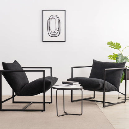 ZINUS Aidan Sling Accent Chair, Metal Framed Armchair with Shredded Foam Cushioning, Oatmeal