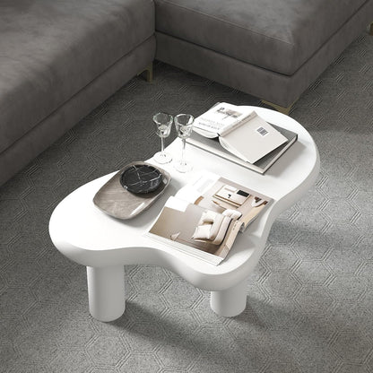 HollyHOME Cloud Coffee Table, Unique Design Accent Table for Living Room and Bedroom, Stylish and Functional Furniture Piece-Durable and Easy to Clean, Free Shape with 3 Legs, 33.9in, Cream White