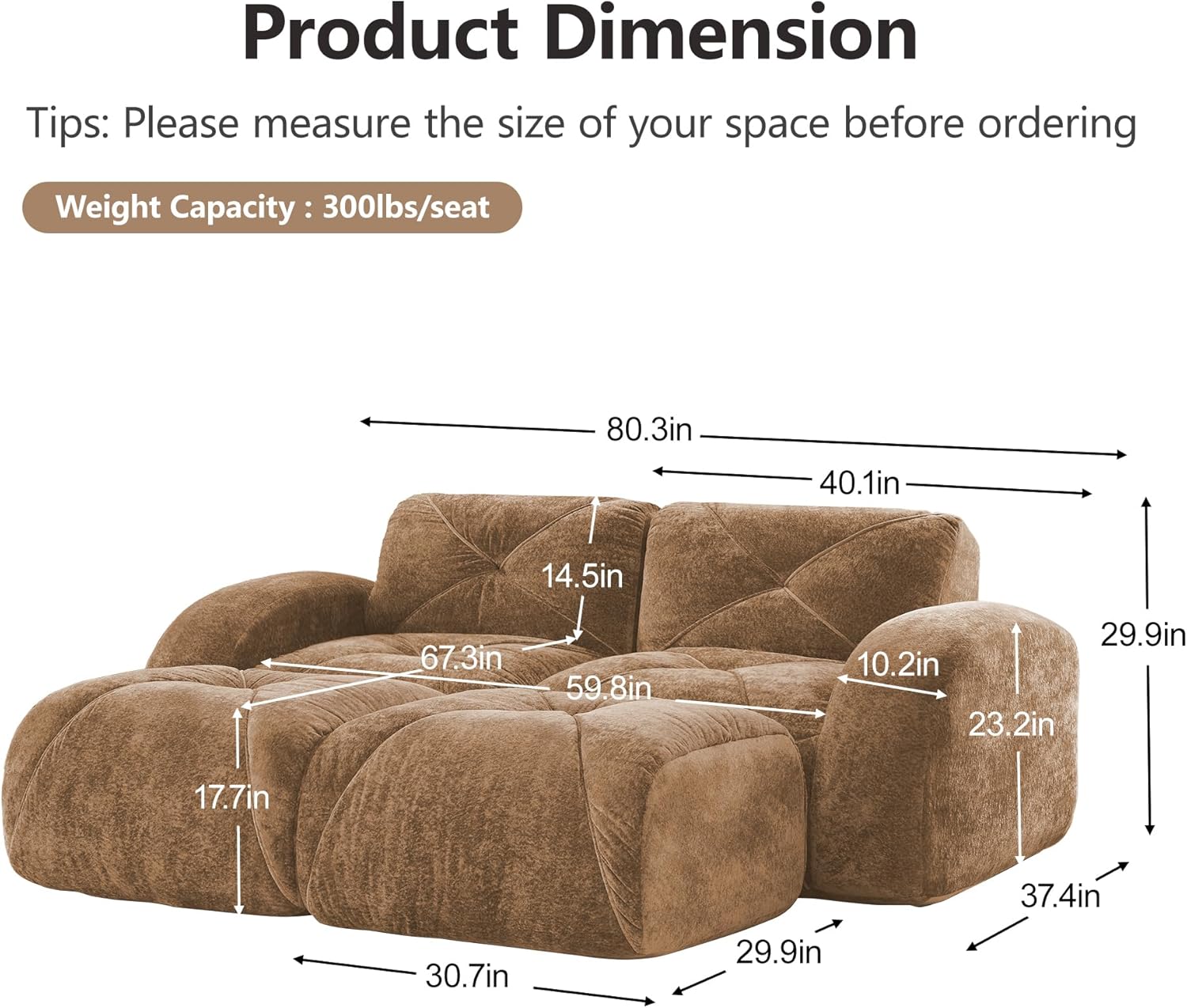 Modular Sectional Sofa, 2026 New Soft Velvet Fabric Boneless Couch with 2 Chaises, 32D High Density Sponge, Bottom Anti-Slip Design Cloud Couch, No Assembly Required Couches for Living Room, Camel