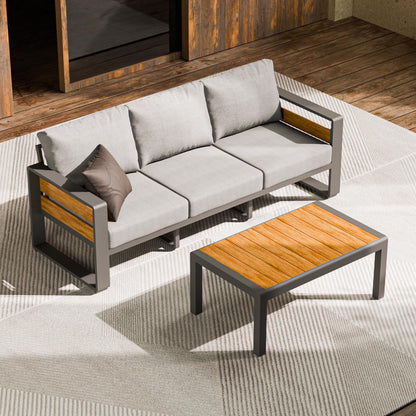 ZANDOR Aluminum Outdoor Patio Furniture - 2 Pcs Armchair, All-Weather Metal Modern Outside Furniture with Washable Thick Cushion for Garden/Backyard/Porch, Grey