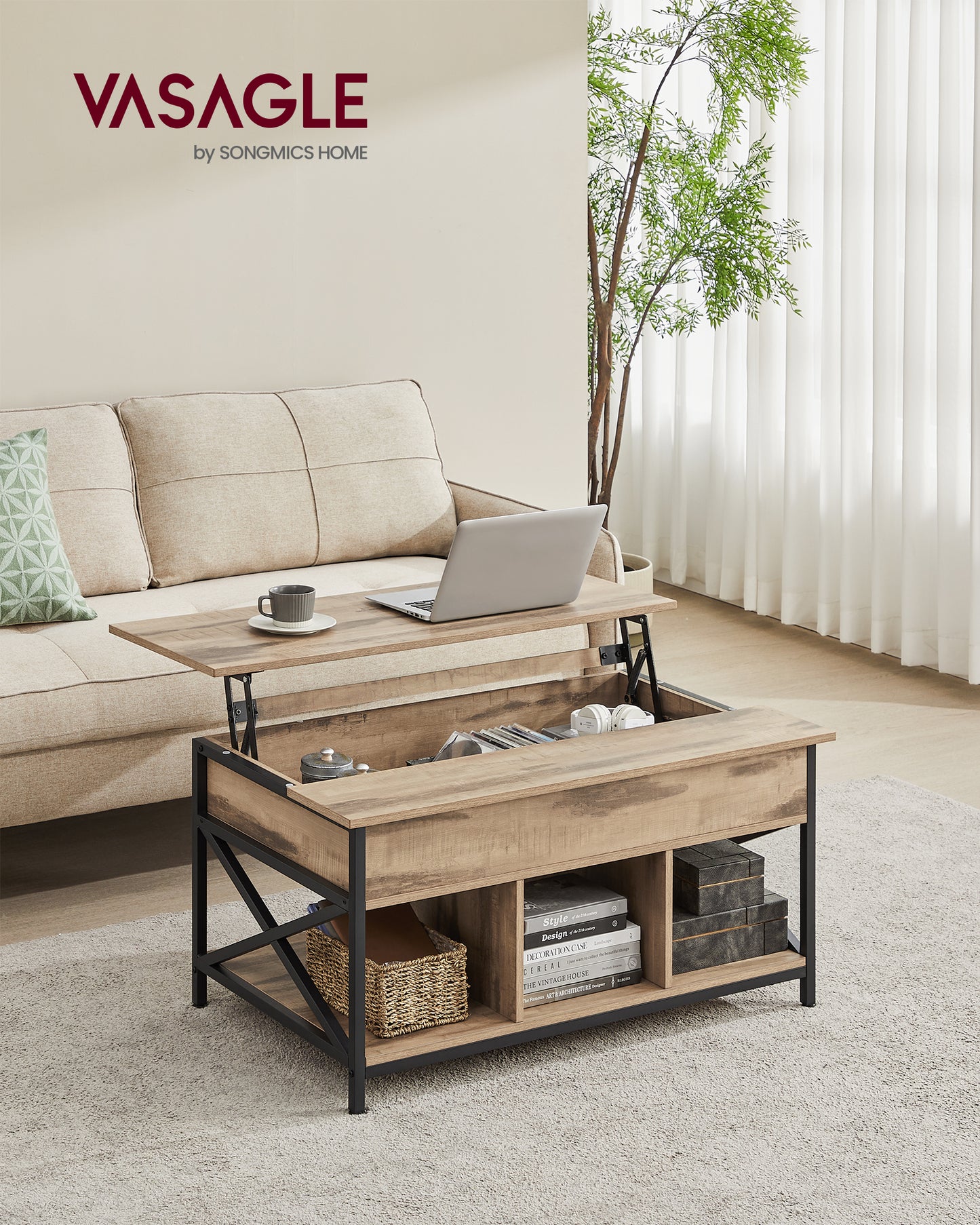 Lift Top Coffee Table  Living Room Home Furniture with Hidden Compartment Storage Shelf Coffee Table