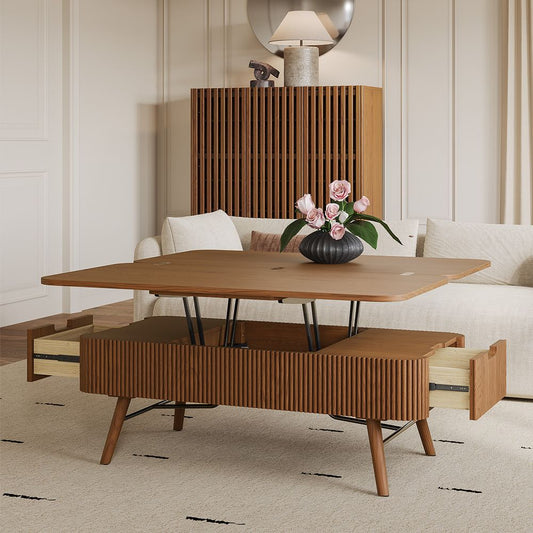 Luxury Wood Coffee Table Wooden Living Room Furniture Lift Top Coffee Table with Side Drawers