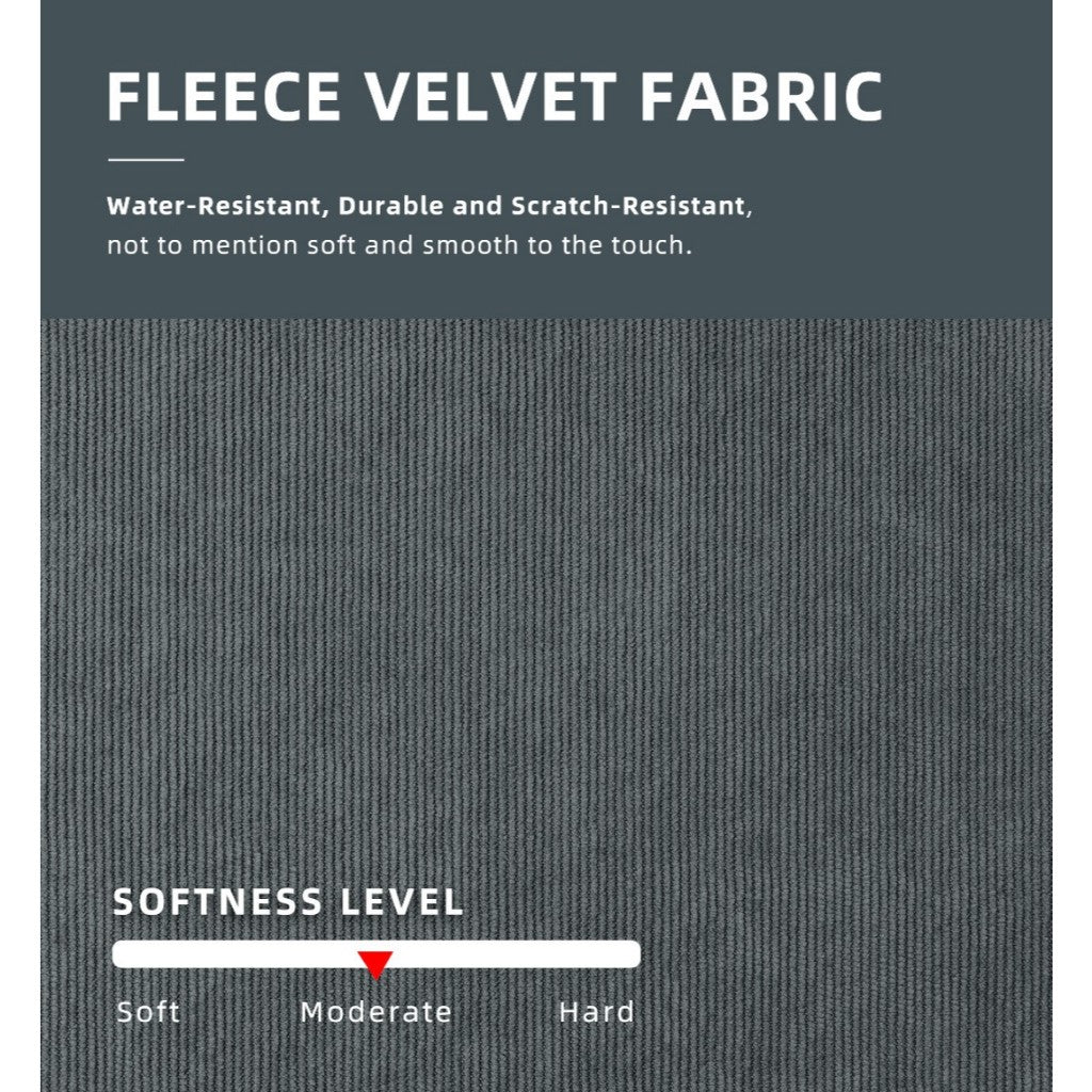 L-Shape 3 Seater Fleece Velvet Fabric Sofa / Sofa Bed