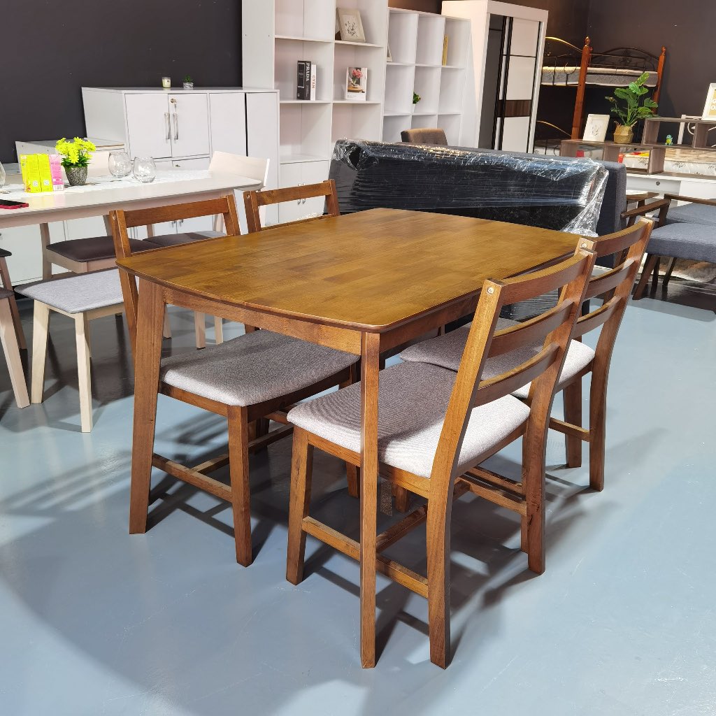 SOLID WOOD 1+4 DINING TABLE SET Dining Table & Chair