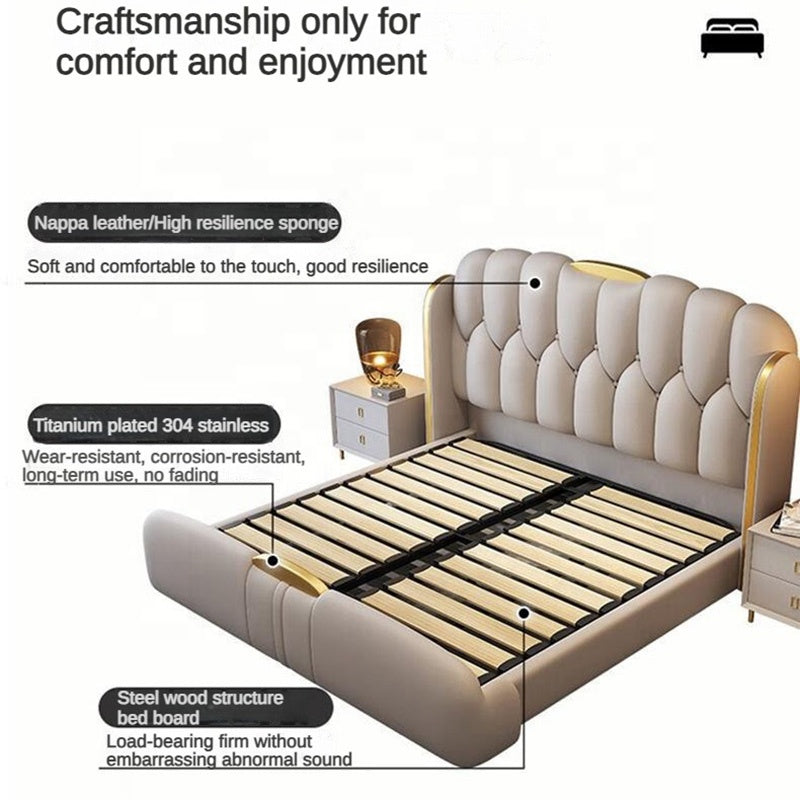 Wooden Frame king Queen Size Fashion Design Good Quality Wholesale Up-holstered  Bed