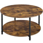 Yaheetech Round Coffee Table, Small Coffee Table with Sturdy Metal Legs for Living Room, Rustic Wood Circle Tables Easy to Assemble, 31.5 x 17.7 Inches