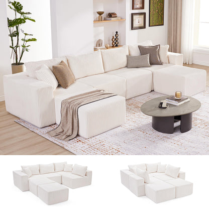 108” Modular Sectional Sofa, Cloud Sectional Couch with Deep Seat, Modern Modular L-Shape Sofa Couch with Chaise,Upholstered Boneless Couches for Living Room Bedroom (Beige, Left Facing Chaise)