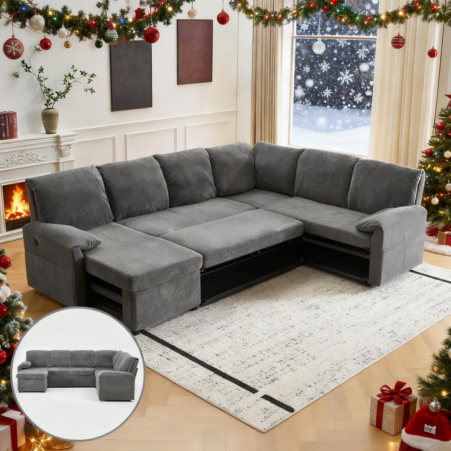 VINGLI Beige Loveseat Sleeper Sofa, Convertible Futon Sofa Bed Faux Leather Pullout Couch Bed with USB Ports, Cup Holders, Armrest for Living Room, Bedroom, Home Office Apartment