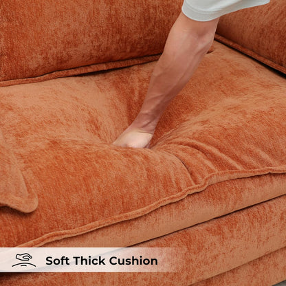 Modern Oversized Accent Chairs Set of 2,Chenille Cloud Sofa Chair with Deep Seat,Upholstered Armchair with Extra Thick,Comfy Reading Chairs for Living Room Bedroom Terracotta Orange