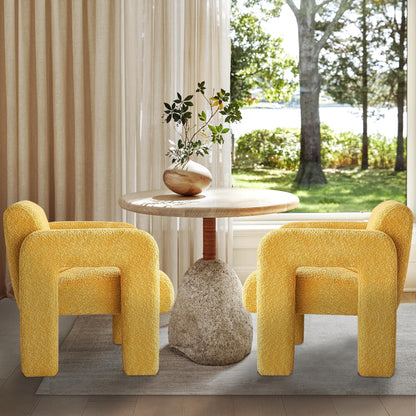 Yoglad Modern Accent Chair, Bouclé Fabric Upholstered Armchair, Comfy Single Chair for Living Room Lounge Bedroom Office-Dark Grey