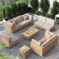 Grand patio 7-Piece Wicker Patio Furniture Set, Boho Outdoor Conversation Set Sectional Sofa with Water Resistant Thick Cushions and Coffee Table, Cream