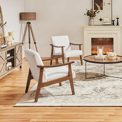 Yaheetech Recliner Chair, Retro Lounge Chair, Upholstered Chair, TV Chair, Reading Chair, Single Sofa, Maximum Load 136 kg, for Living Room, Reception Room, Home Cinema, Bedroom, Ivory