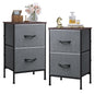 WLIVE Night Stand, Small 2 Drawer Dresser, Nightstand with Fabric Bins for Bedroom, Closet, Dorm, Rustic Brown Wood Grain Print, 11.8" D x 15.7" W x 20.9" H