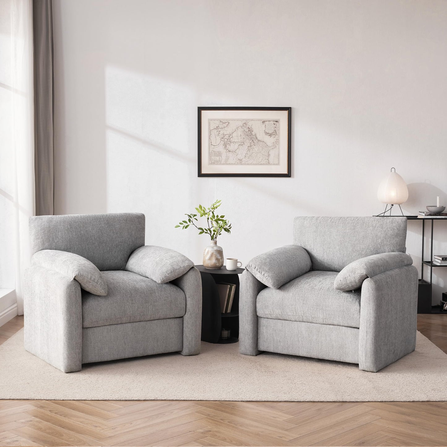 Chenille Oversized Armchair, 38.6" Wide Accent Chairs for Living Room & Bedroom Modern Lounge Chair, Upholstered Mid-Century Reading Chair, Comfy Living Room Chair, Single Sofa Chair, Beige