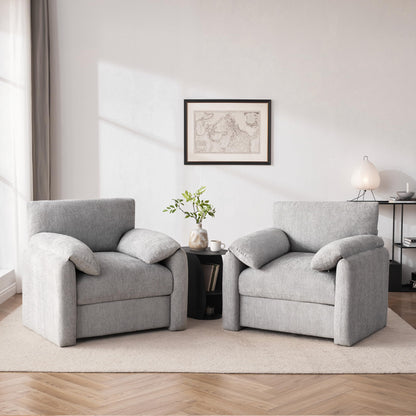 Chenille Oversized Armchair, 38.6" Wide Accent Chairs for Living Room & Bedroom Modern Lounge Chair, Upholstered Mid-Century Reading Chair, Comfy Living Room Chair, Single Sofa Chair, Beige