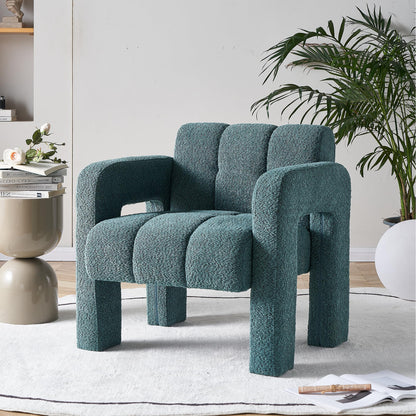 Yoglad Modern Accent Chair, Bouclé Fabric Upholstered Armchair, Comfy Single Chair for Living Room Lounge Bedroom Office-Dark Grey