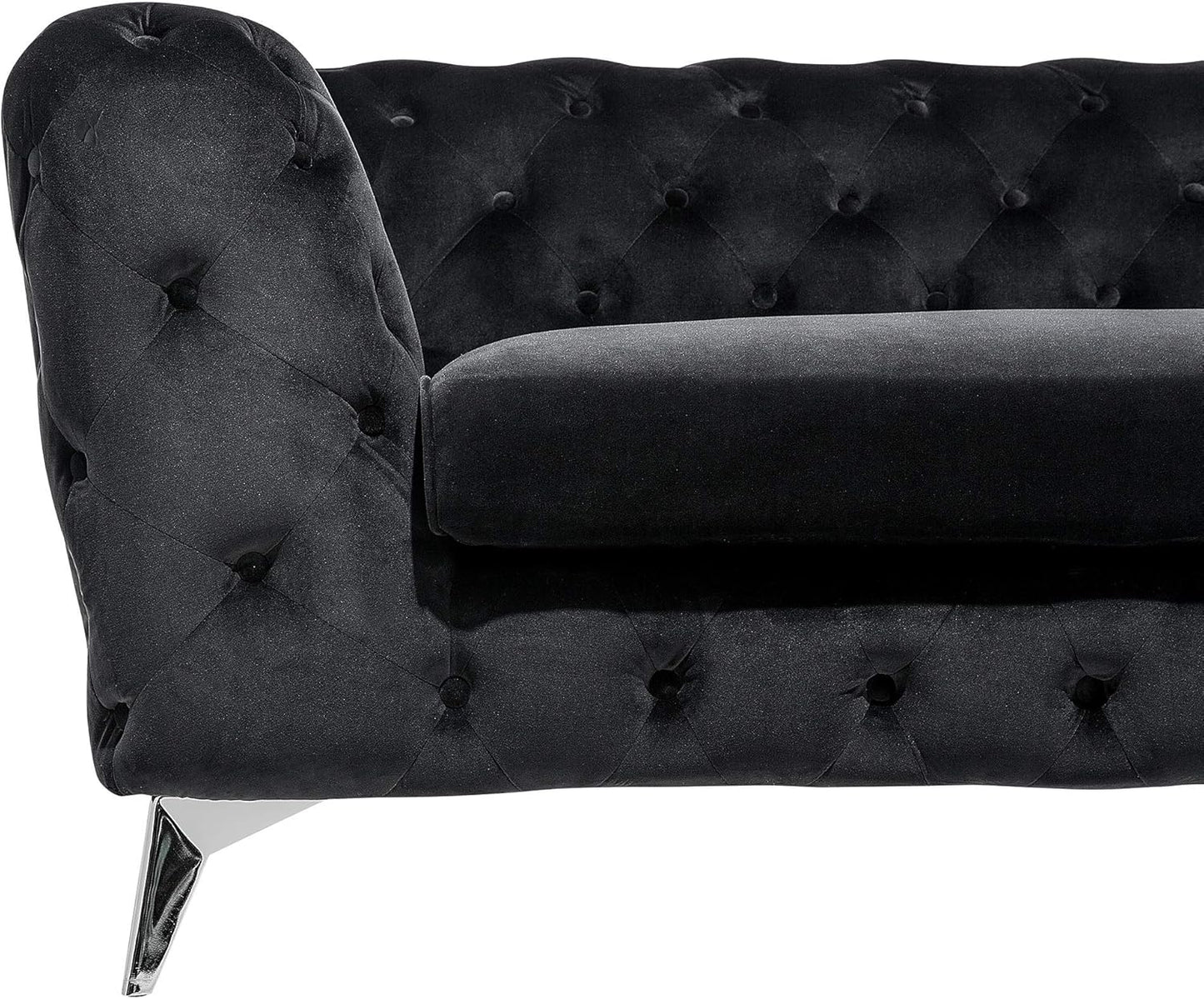 Beliani Chesterfield Style Classic Upholstered Sofa Velvet Fabric Black Sotra