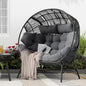 IRONCK 2 Person Egg Chair Outdoor Indoor, Oversized Double Wicker Lounge Chair, Thickened Padded Cushions and Headrests, 680Lbs Egg Loveseat for Patio, Balcony, Living Room, Porch, Gray