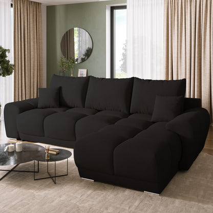 BROMARKT Corner Sofa with Sleep Function and Bed Box Sofa L Shape Couch 294 x 184 cm 5-Seater Living Room Corner Sofa Bed Living Landscape Nubes Dusky Pink