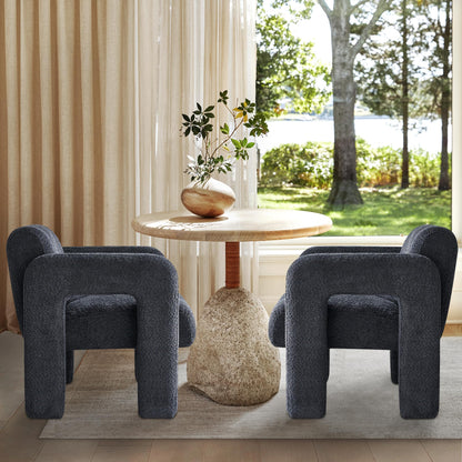 Yoglad Modern Accent Chair, Bouclé Fabric Upholstered Armchair, Comfy Single Chair for Living Room Lounge Bedroom Office-Dark Grey