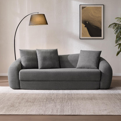 SICOTAS 90.6" Curved Convertible Sofa Couch Bed for Living Room Futon Cloud Boneless Sleeper Sofa Pull Out Floor Couch with Deep Seat Modern 3 Seater Foam Bed No Assembly for Bedroom Apartment, White