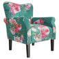 BELLEZE Modern Accent Chair, High Back Armchair, Upholstered Wingback Side Chair, Padded Single Sofa with Wooden Legs for Living Room, Bedroom - Green Blue Floral