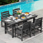 SERWALL Outdoor HDPE Dining Table Set, 7-Piece Outdoor Dining Table Sets with Umbrella Hole Cut-Out Table and 6 Chairs, Gray