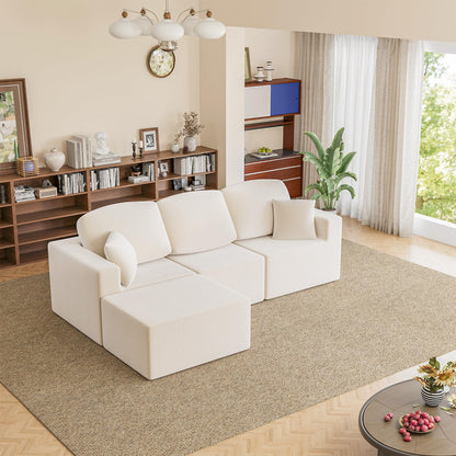 Homall 126" Modern Fabric Boneless Couch with Deep Seat, Sectional Couches for Living Room, Upholstered Cloud Sofa with 2 Ottoman, No Assembly Required (Dark Grey, U Shaped Sofa)