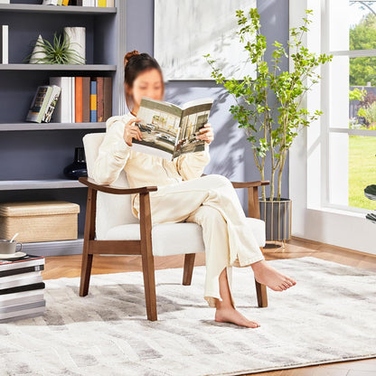 Yaheetech Recliner Chair, Retro Lounge Chair, Upholstered Chair, TV Chair, Reading Chair, Single Sofa, Maximum Load 136 kg, for Living Room, Reception Room, Home Cinema, Bedroom, Ivory