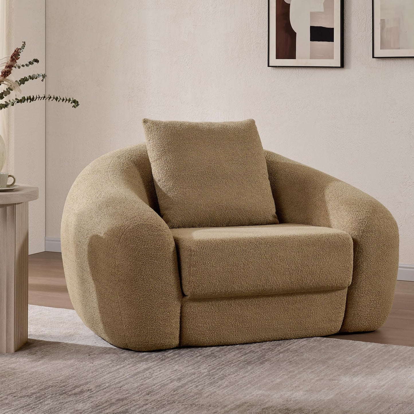 SICOTAS 90.6" Curved Convertible Sofa Couch Bed for Living Room Futon Cloud Boneless Sleeper Sofa Pull Out Floor Couch with Deep Seat Modern 3 Seater Foam Bed No Assembly for Bedroom Apartment, White