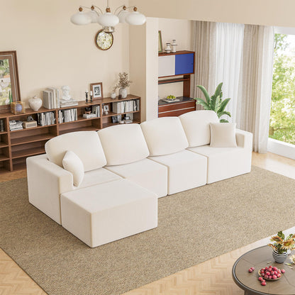 Homall 126" Modern Fabric Boneless Couch with Deep Seat, Sectional Couches for Living Room, Upholstered Cloud Sofa with 2 Ottoman, No Assembly Required (Dark Grey, U Shaped Sofa)