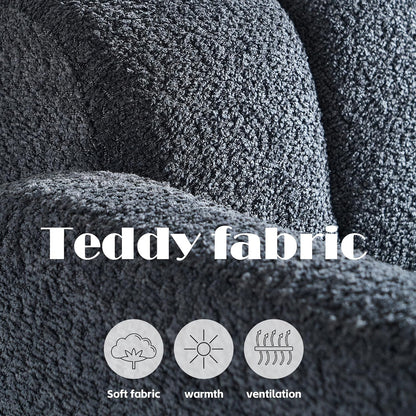 Yoglad Modern Accent Chair, Bouclé Fabric Upholstered Armchair, Comfy Single Chair for Living Room Lounge Bedroom Office-Dark Grey