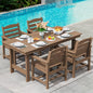 SERWALL Outdoor HDPE Dining Table Set, 7-Piece Outdoor Dining Table Sets with Umbrella Hole Cut-Out Table and 6 Chairs, Gray