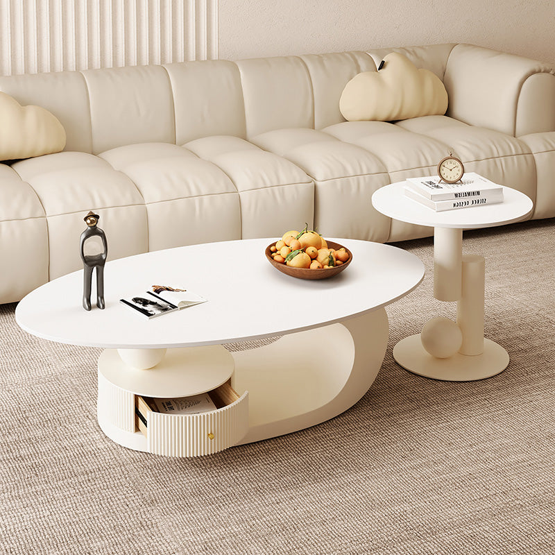 Living Room Tea Table Combination Oval Coffee Table and Side Table Set