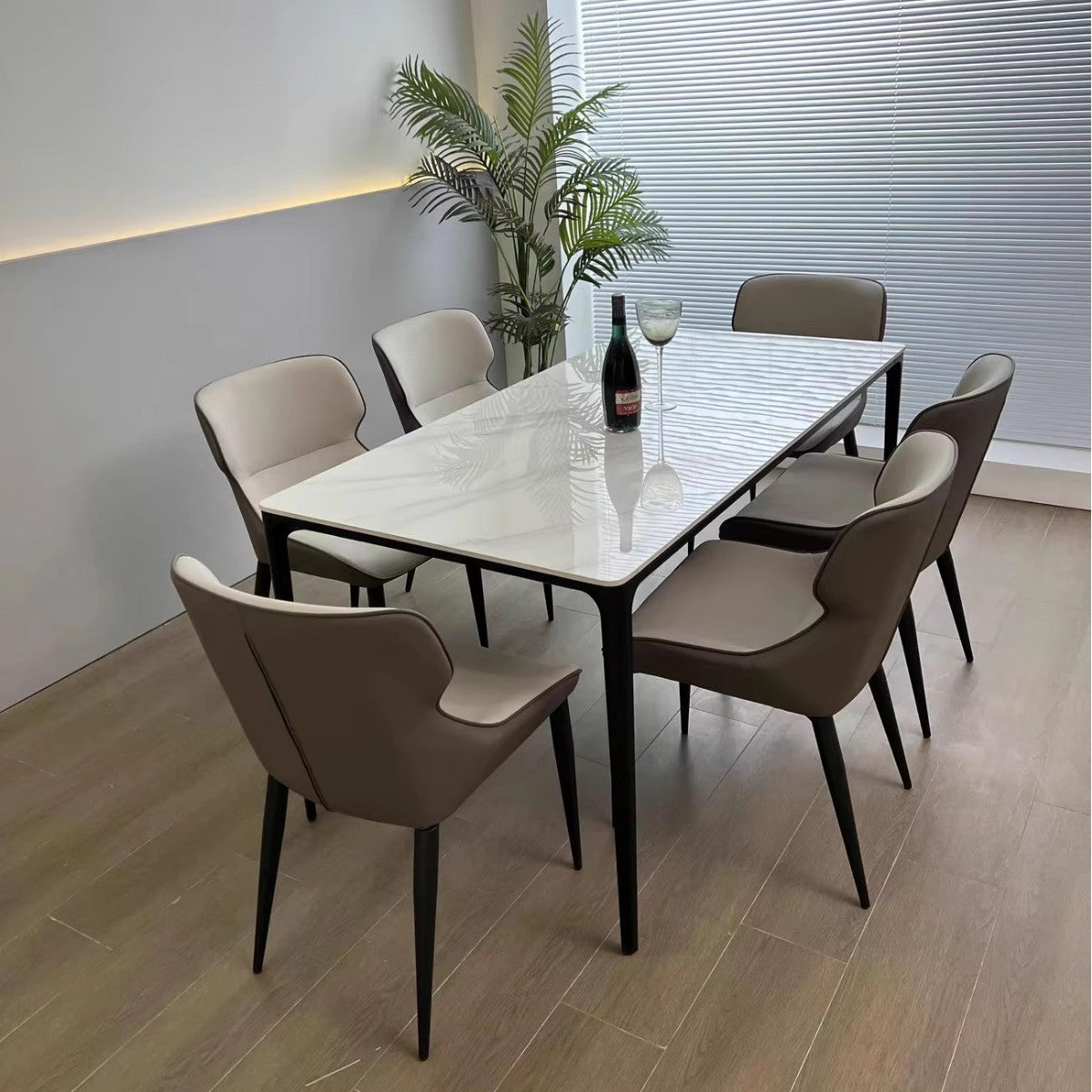 Dining Room Furniture Rock Slab Top With Metal Leg 4 6 Seater Dining Table