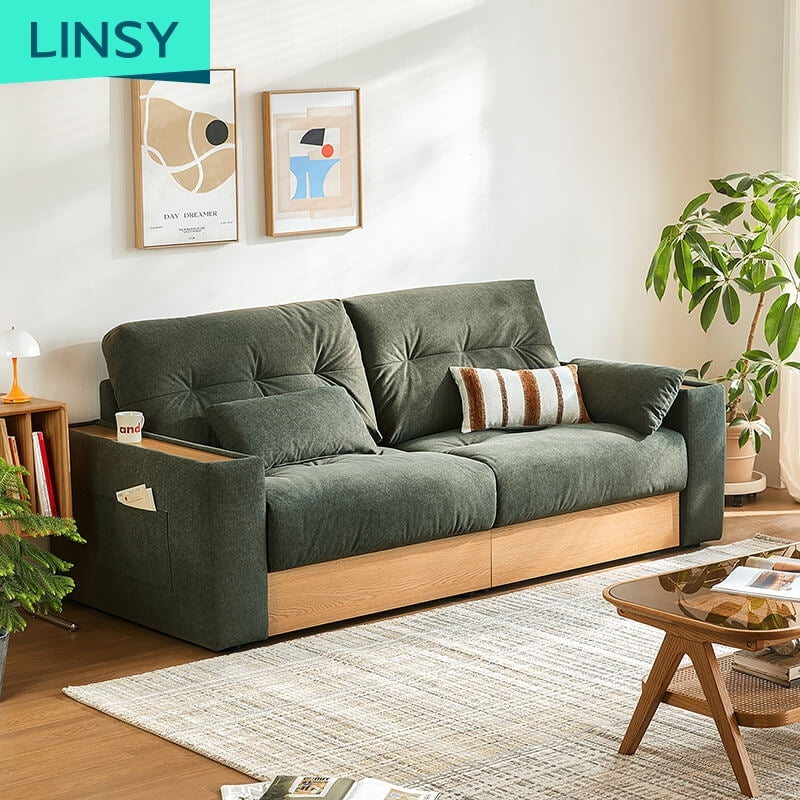 Storage Furniture Solid Wood Frame Couch White Color Fabric for Living Room