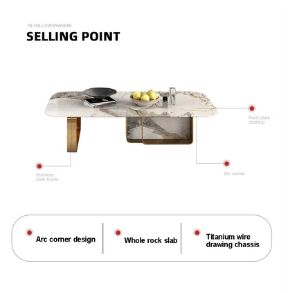 Skeleton Light Luxury Living Room Furniture Slate  Combination Set Tea Coffee Table