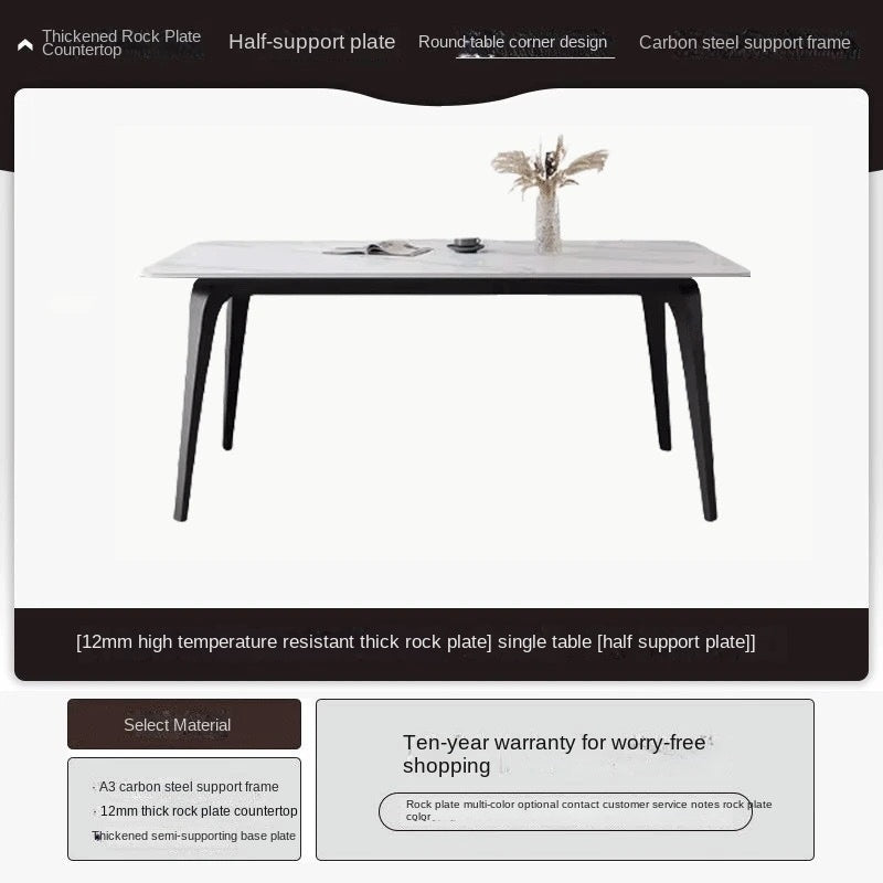 Dining Room Furniture Rock Slab Top With Metal Leg 4 6 Seater Dining Table