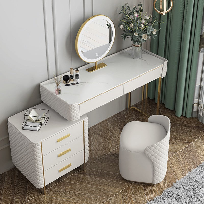 Wooden LED Vanity Desk Storage Storage Home Furniture Bedroom Luxury Dressing Table With Mirror and Drawers