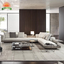 Solid Wood Leg Support Light Tan 2 Seater Living Room Furniture Sets Sofa Fabric Couch