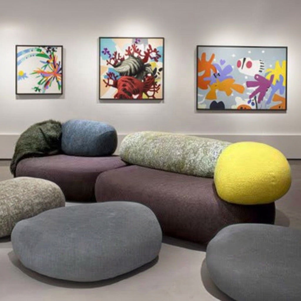 Accent Bed Elegant Light Living Room Set  Fabric Sectional Sofa