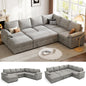108 Inch Sectional Sleeper Sofa with Pull Out Bed, U Shaped 7 Seat Modular Sectional Sofa with Storage, Sectional Couches for Living Room, Cloud Modular Couch,Removable Sofa Cover, Dark Grey