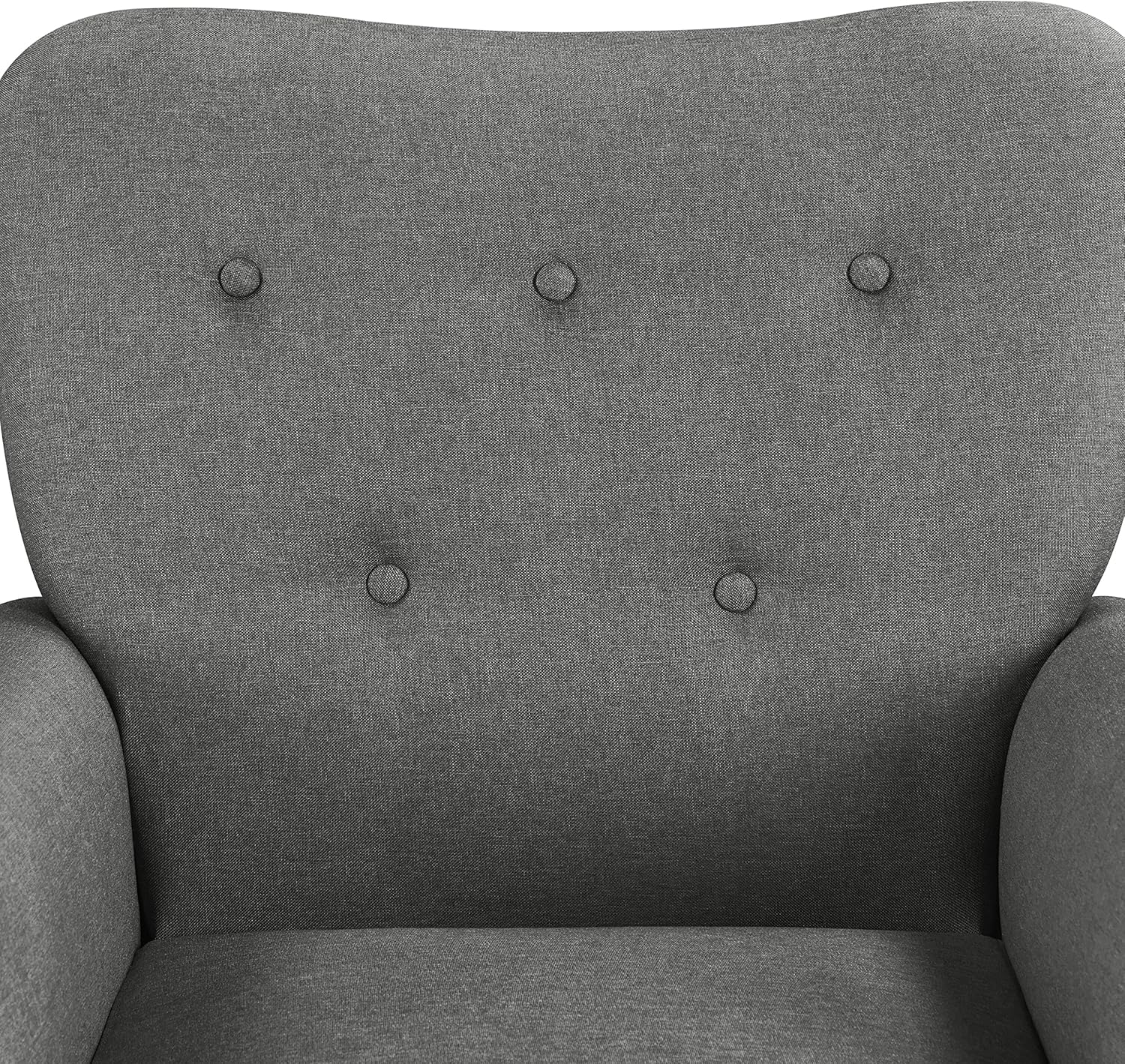 Yaheetech Wingback Chair Modern Wooden Legs Armchair Upholstered TV Chair with Armrests Single Sofa Seat Comfort Dark Grey