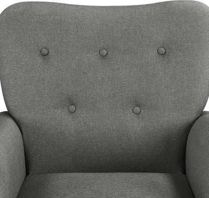 Yaheetech Wingback Chair Modern Wooden Legs Armchair Upholstered TV Chair with Armrests Single Sofa Seat Comfort Dark Grey