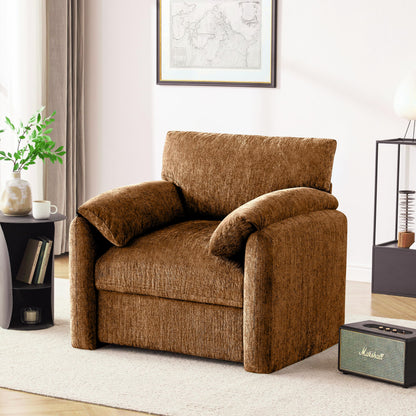 Chenille Oversized Armchair, 38.6" Wide Accent Chairs for Living Room & Bedroom Modern Lounge Chair, Upholstered Mid-Century Reading Chair, Comfy Living Room Chair, Single Sofa Chair, Beige