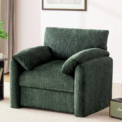 Chenille Oversized Armchair, 38.6" Wide Accent Chairs for Living Room & Bedroom Modern Lounge Chair, Upholstered Mid-Century Reading Chair, Comfy Living Room Chair, Single Sofa Chair, Beige