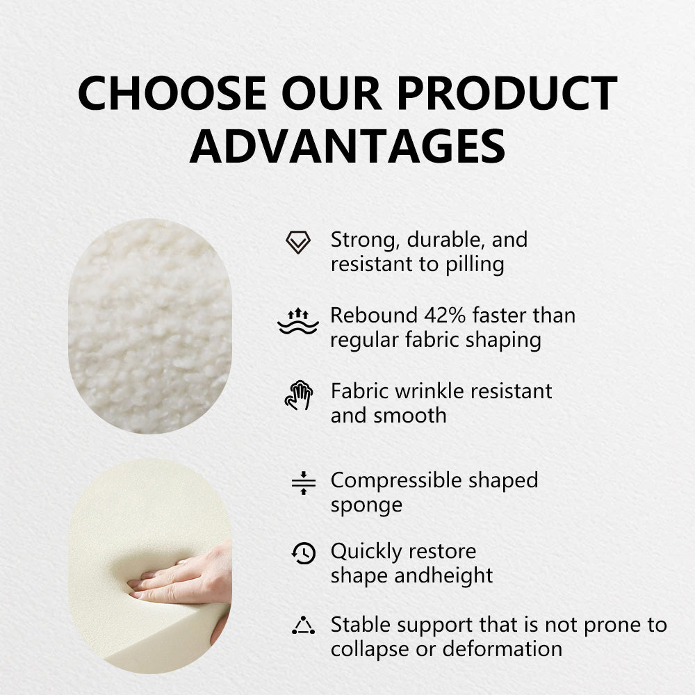 Vacuum Compression Straight Block  Cream Fabric Sofa