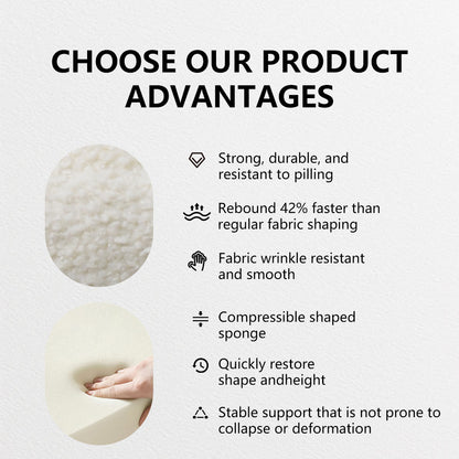 Vacuum Compression Straight Block  Cream Fabric Sofa